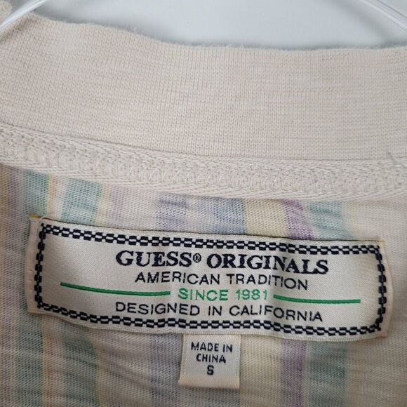 Guess Originals Riviera Striped T-Shirt Short Sleeve Retro Multicolor Size S - Picture 13 of 13
